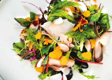 Smoked swordfish loin with salad and honey and orange vinaigrette